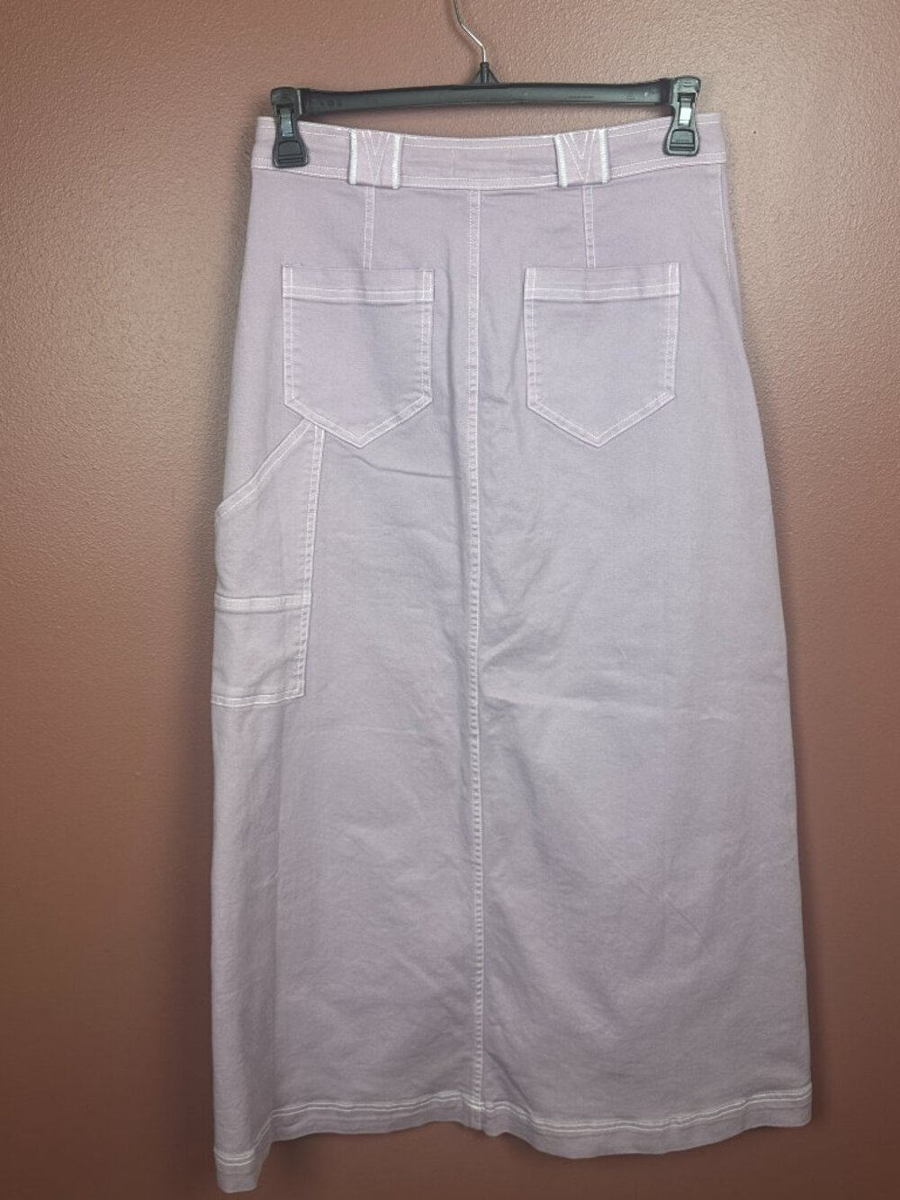 NWT Anthropologie Pilcro Carpenter Maxi Skirt in Lilac Size 8 - Picture 9 of 12